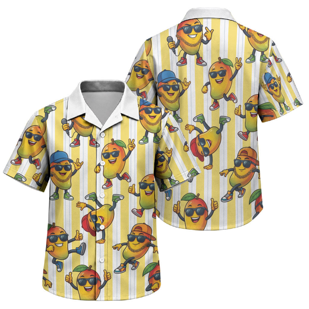Funny Hawaii Mango Hip Hop Cartoon Family Matching Tank Maxi Dress and Hawaiian Shirt Summer Beach Party LT19 Son's Shirt Yellow - Polynesian Pride