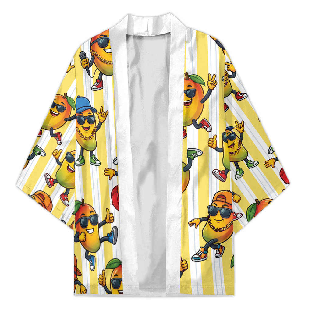 Funny Hawaii Mango Hip Hop Cartoon Kimono Summer Beach Party LT19 Unisex Yellow - Polynesian Pride