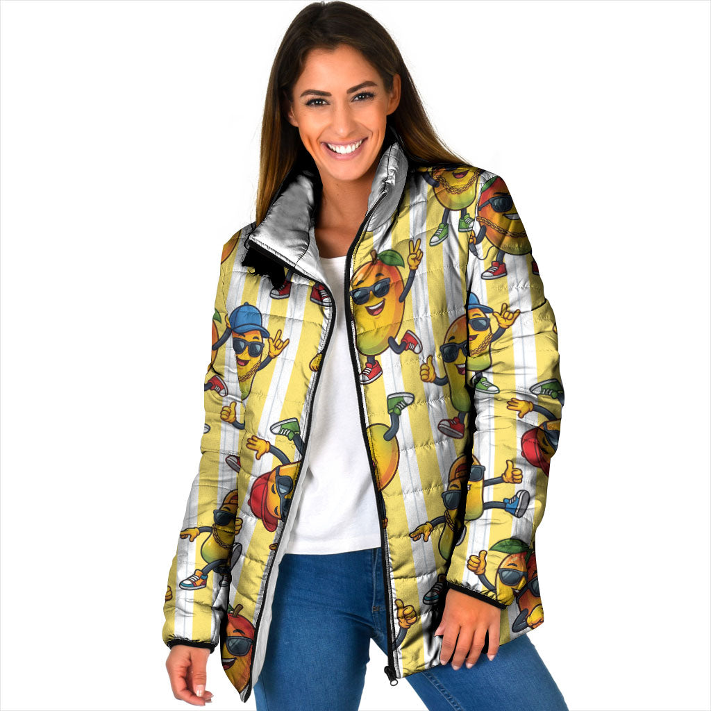 Funny Hawaii Mango Hip Hop Cartoon Padded Jacket Summer Beach Party LT19 Women Yellow - Polynesian Pride