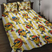 Funny Hawaii Mango Hip Hop Cartoon Quilt Bed Set Summer Beach Party LT19 Yellow - Polynesian Pride
