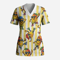 Funny Hawaii Mango Hip Hop Cartoon Scrub Top Summer Beach Party LT19 Adult Yellow - Polynesian Pride