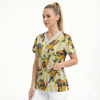 Funny Hawaii Mango Hip Hop Cartoon Scrub Top Summer Beach Party LT19 - Polynesian Pride
