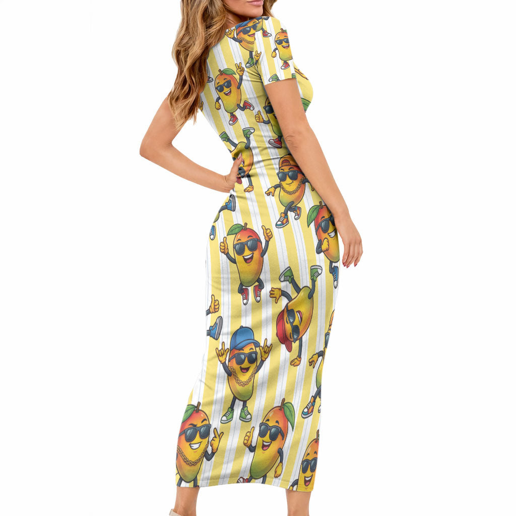 Funny Hawaii Mango Hip Hop Cartoon Short Sleeve Bodycon Dress Summer Beach Party LT19 - Polynesian Pride