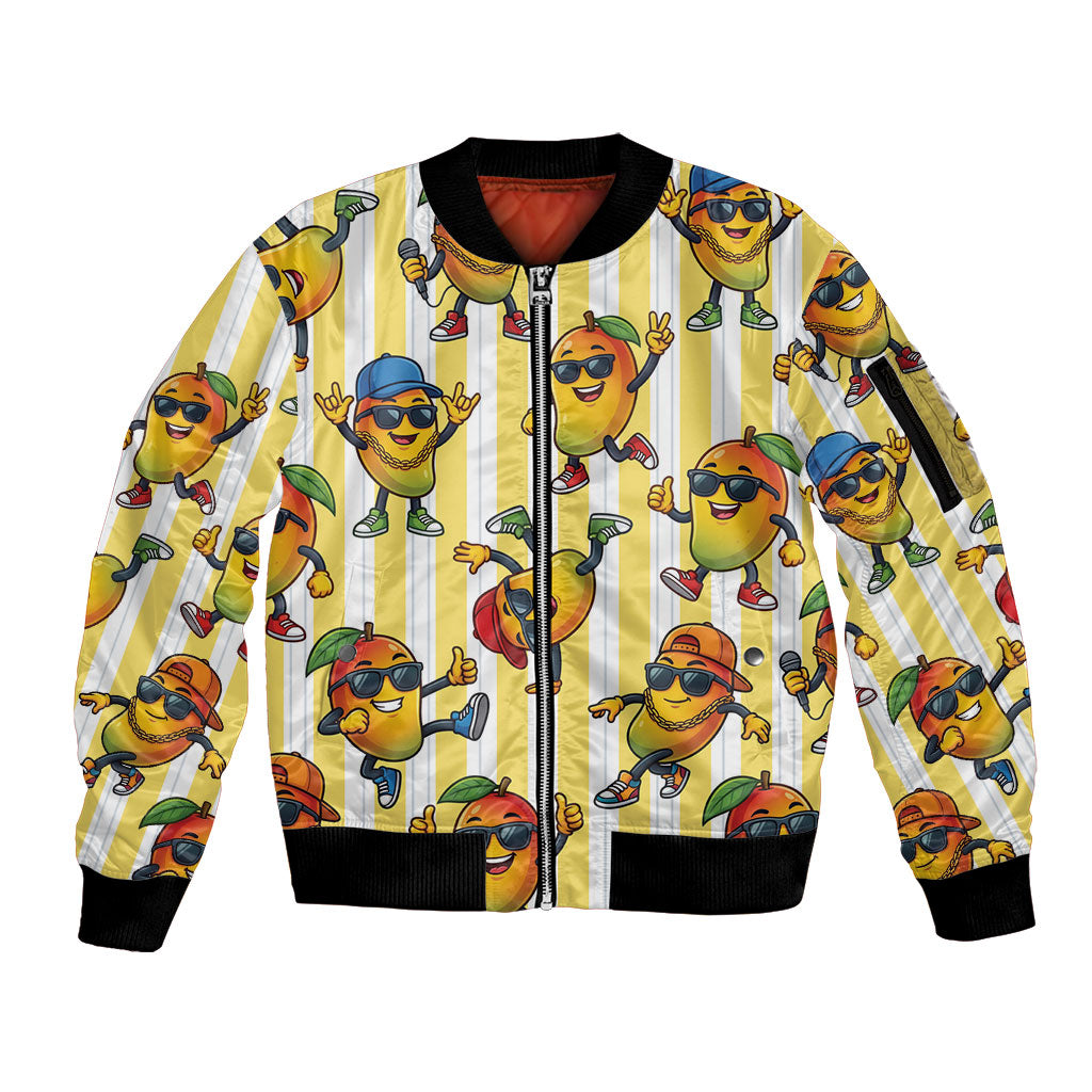 Funny Hawaii Mango Hip Hop Cartoon Sleeve Zip Bomber Jacket Summer Beach Party LT19 Unisex Yellow - Polynesian Pride