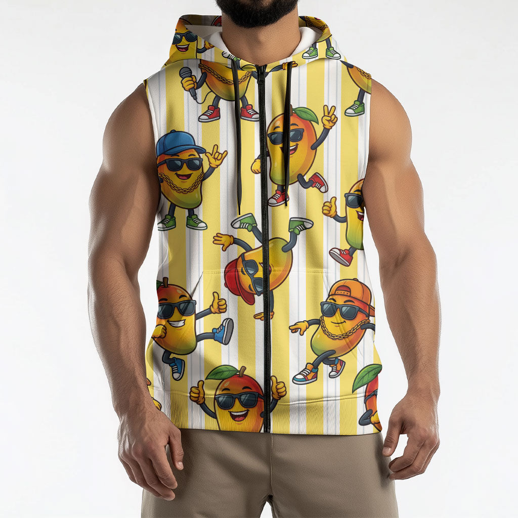 Funny Hawaii Mango Hip Hop Cartoon Sleeveless Zip Hoodie Summer Beach Party LT19 - Polynesian Pride