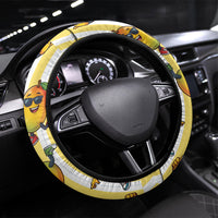 Funny Hawaii Mango Hip Hop Cartoon Steering Wheel Cover Summer Beach Party LT19 Universal Fit Yellow - Polynesian Pride
