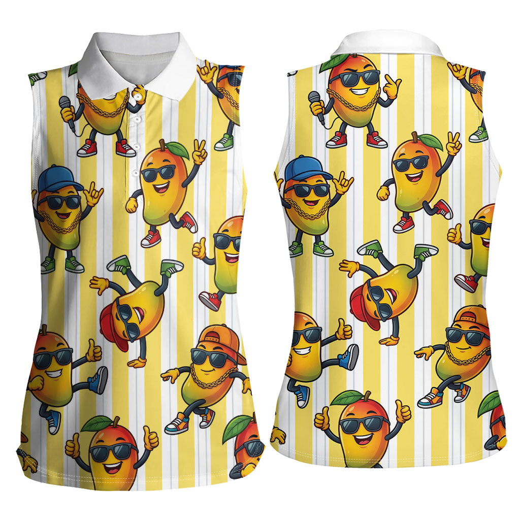 Funny Hawaii Mango Hip Hop Cartoon Women Sleeveless Polo Shirt Summer Beach Party LT19 - Polynesian Pride
