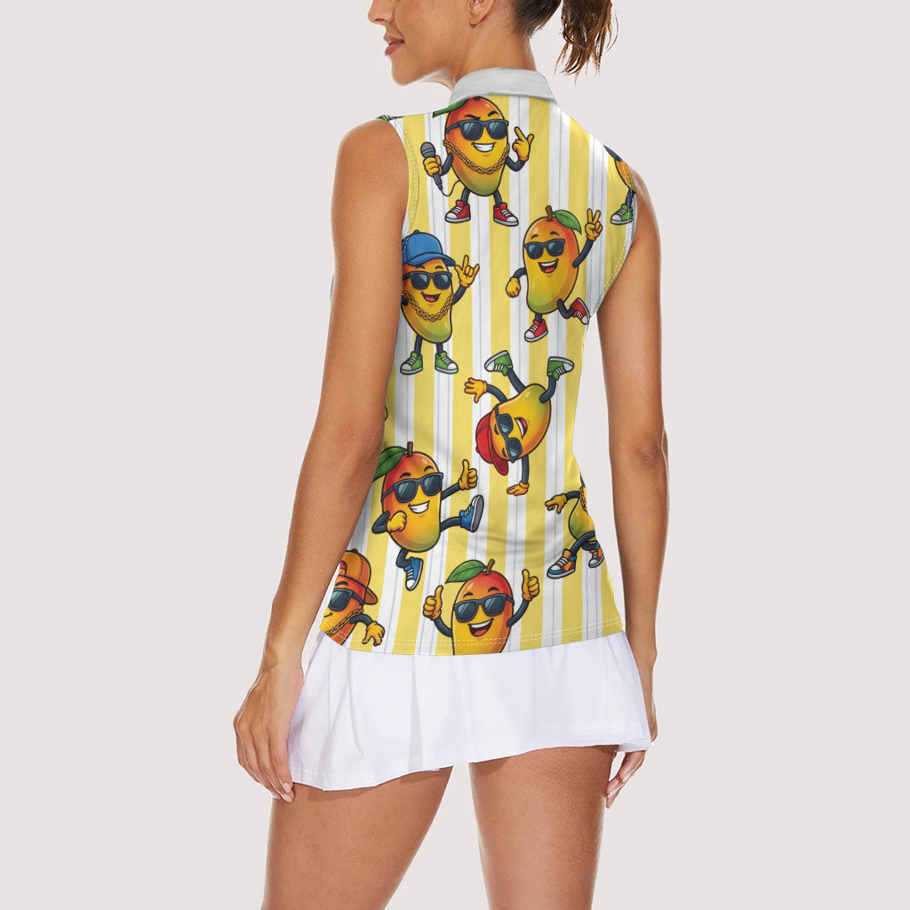 Funny Hawaii Mango Hip Hop Cartoon Women Sleeveless Polo Shirt Summer Beach Party LT19 - Polynesian Pride