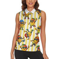 Funny Hawaii Mango Hip Hop Cartoon Women Sleeveless Polo Shirt Summer Beach Party LT19 - Polynesian Pride