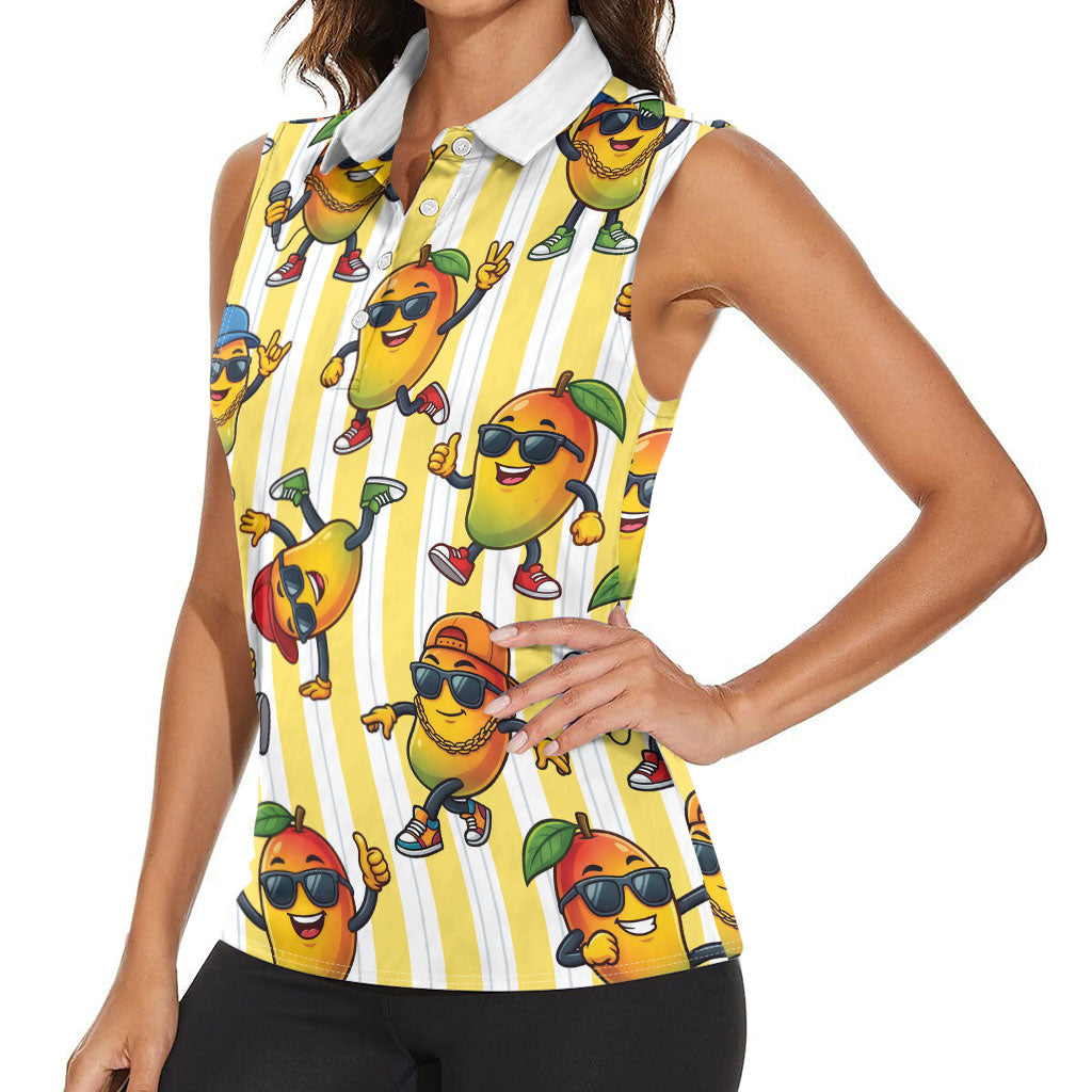 Funny Hawaii Mango Hip Hop Cartoon Women Sleeveless Polo Shirt Summer Beach Party LT19 - Polynesian Pride