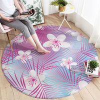 Pink Aloha Hawaiian Round Carpet Tropical Flower Palm Leaf Pattern LT19 - Polynesian Pride