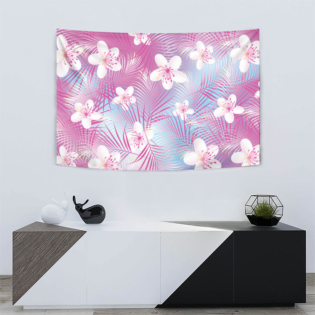 Pink Aloha Hawaiian Tapestry Tropical Flower Palm Leaf Pattern LT19 - Polynesian Pride