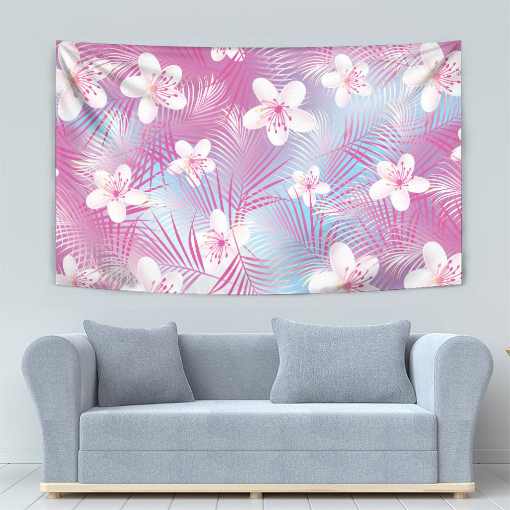 Pink Aloha Hawaiian Tapestry Tropical Flower Palm Leaf Pattern LT19 - Polynesian Pride