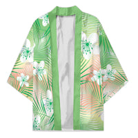 Green Aloha Hawaiian Kimono Tropical Flower Palm Leaf Pattern LT19 Unisex Green - Polynesian Pride