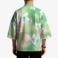 Green Aloha Hawaiian Kimono Tropical Flower Palm Leaf Pattern LT19 - Polynesian Pride