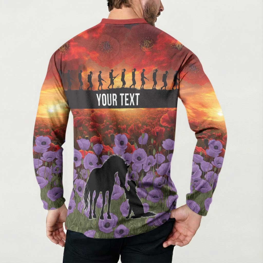 Personalised ANZAC Day Button Sweatshirt Remembering the Animals of War
