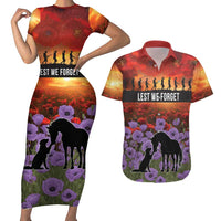 Personalised ANZAC Day Couples Matching Short Sleeve Bodycon Dress and Hawaiian Shirt Remembering the Animals of War