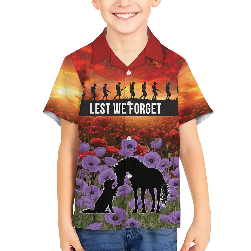 Personalised ANZAC Day Family Matching Long Sleeve Bodycon Dress and Hawaiian Shirt Remembering the Animals of War