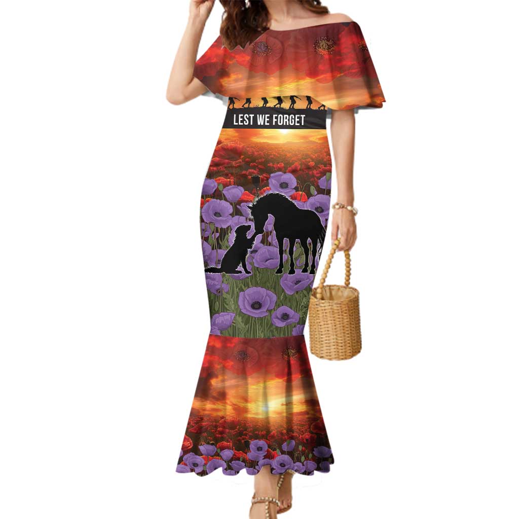 Personalised ANZAC Day Family Matching Mermaid Dress and Hawaiian Shirt Remembering the Animals of War