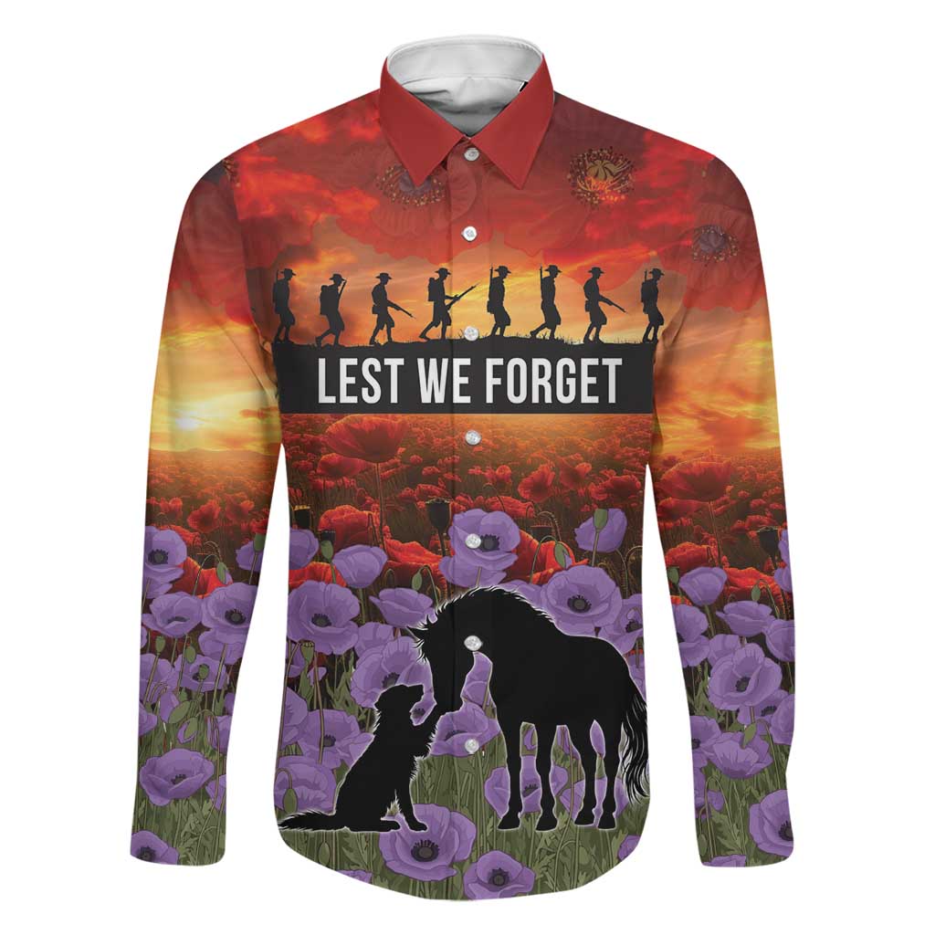 Personalised ANZAC Day Family Matching Off Shoulder Short Dress and Hawaiian Shirt Remembering the Animals of War