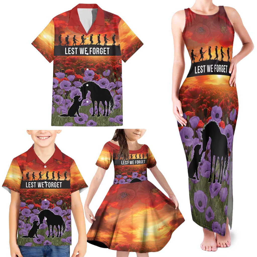 Personalised ANZAC Day Family Matching Tank Maxi Dress and Hawaiian Shirt Remembering the Animals of War