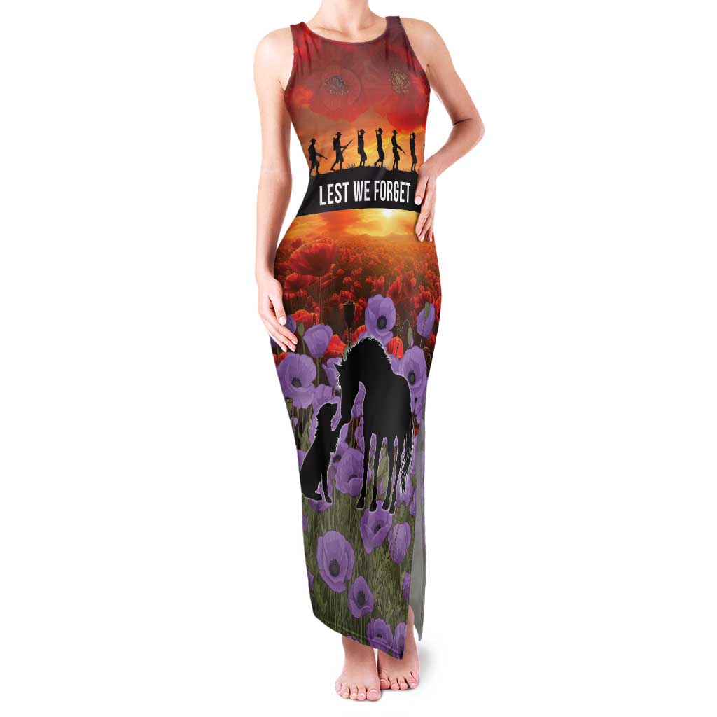 Personalised ANZAC Day Family Matching Tank Maxi Dress and Hawaiian Shirt Remembering the Animals of War