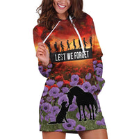 Personalised ANZAC Day Hoodie Dress Remembering the Animals of War LT19 Purple - Polynesian Pride