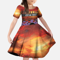 Personalised ANZAC Day Kid Short Sleeve Dress Remembering the Animals of War LT19 KID Purple - Polynesian Pride