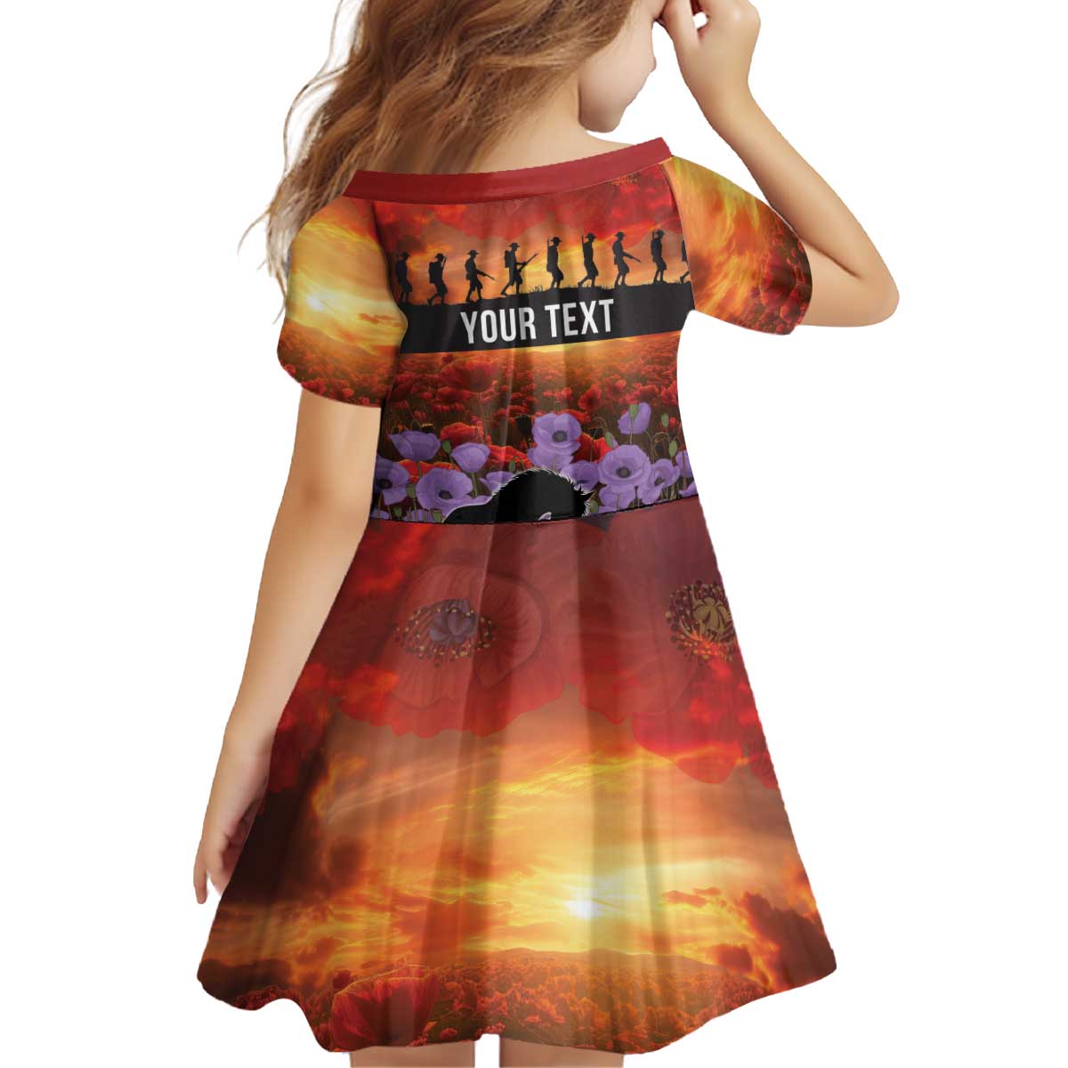 Personalised ANZAC Day Kid Short Sleeve Dress Remembering the Animals of War LT19 - Polynesian Pride