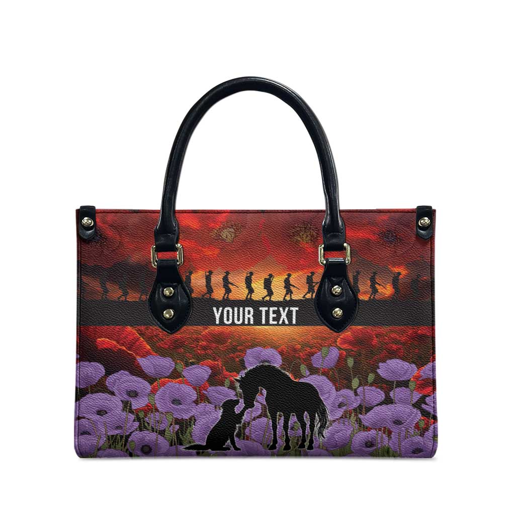 Personalised ANZAC Day Leather Bag Remembering the Animals of War