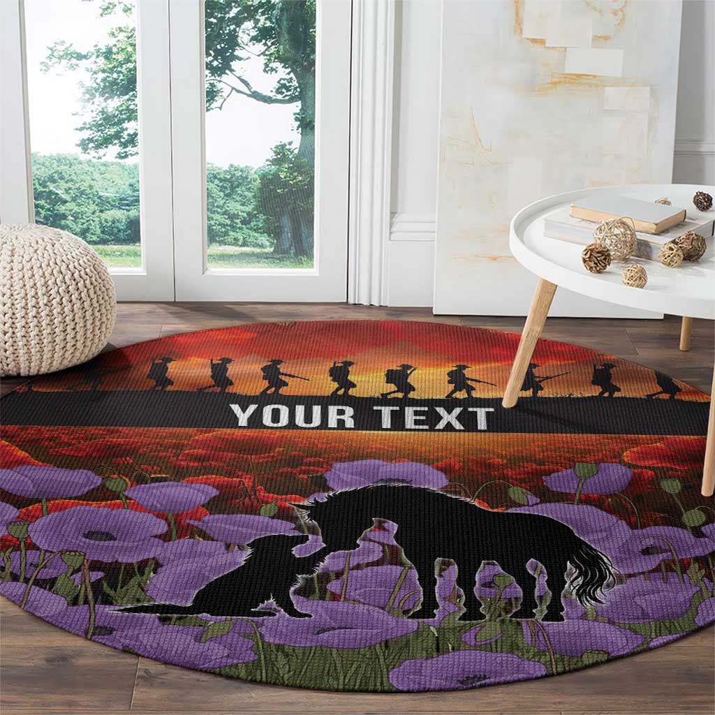 Personalised ANZAC Day Round Carpet Remembering the Animals of War