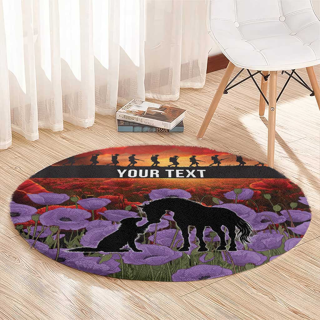 Personalised ANZAC Day Round Carpet Remembering the Animals of War