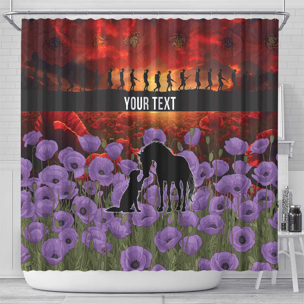 Personalised ANZAC Day Shower Curtain Remembering the Animals of War