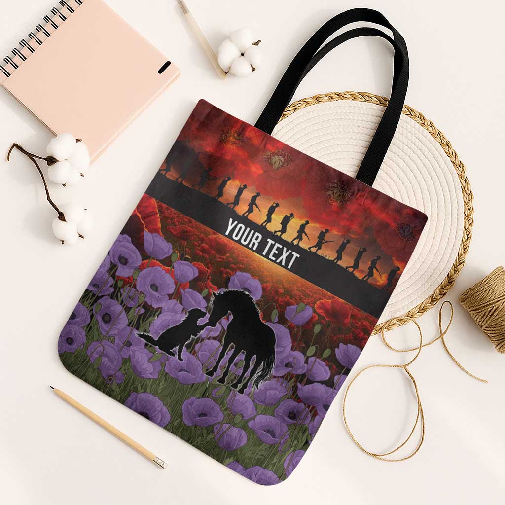 Personalised ANZAC Day Tote Bag Remembering the Animals of War