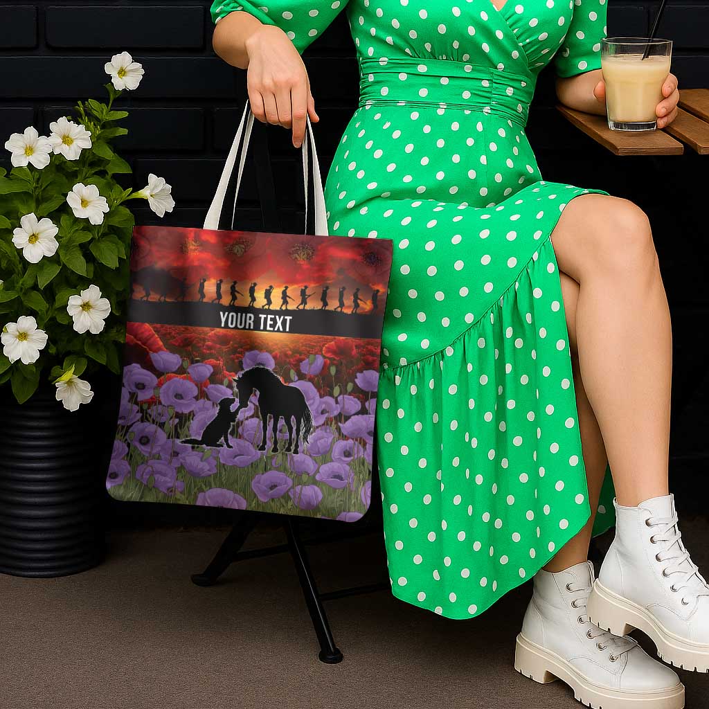 Personalised ANZAC Day Tote Bag Remembering the Animals of War