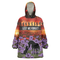 Personalised ANZAC Day Wearable Blanket Hoodie Remembering the Animals of War LT19 One Size Purple - Polynesian Pride