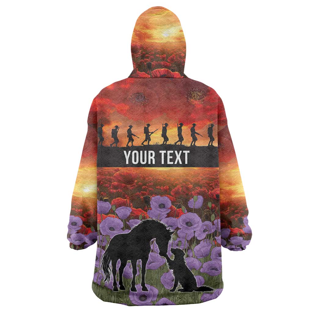 Personalised ANZAC Day Wearable Blanket Hoodie Remembering the Animals of War LT19 - Polynesian Pride
