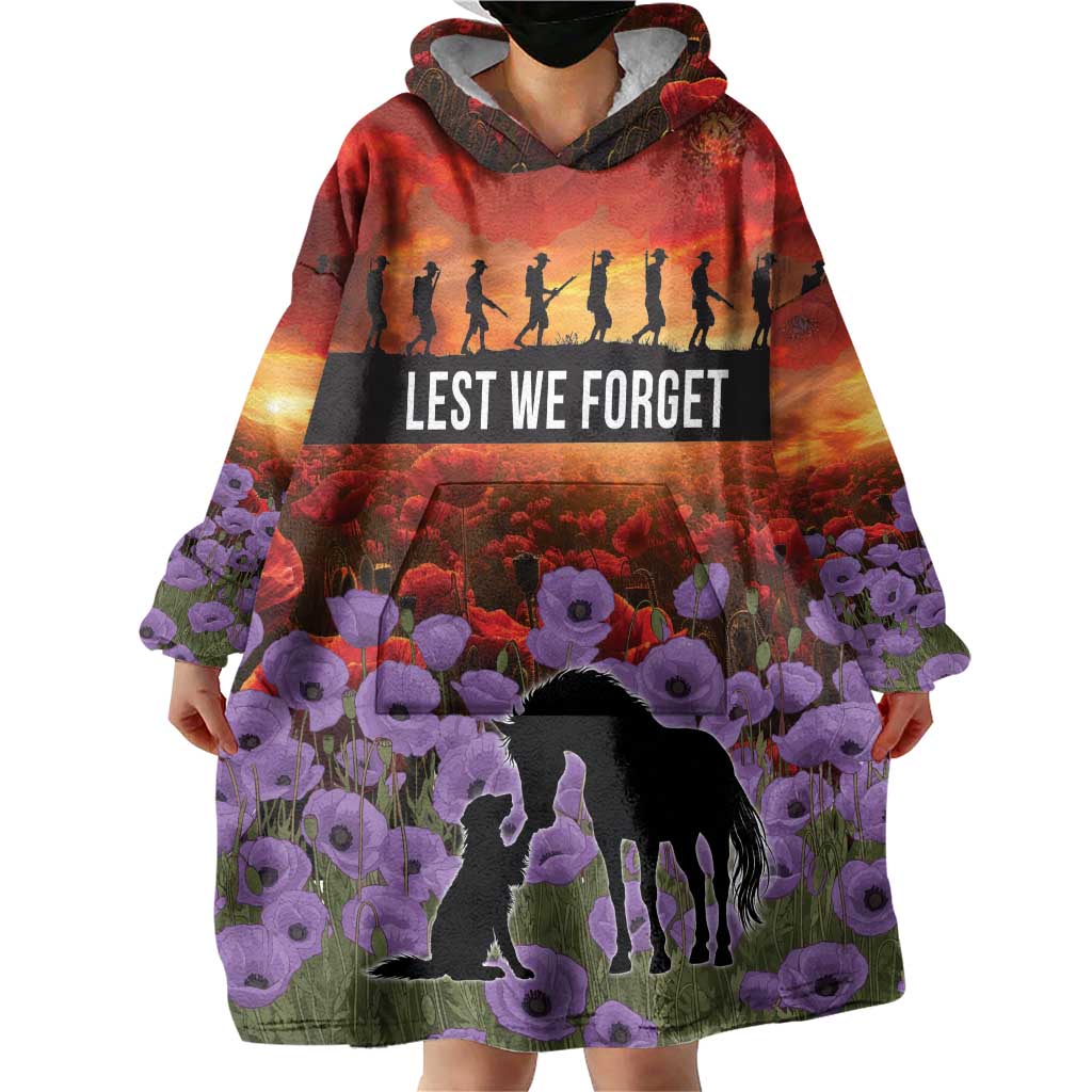 Personalised ANZAC Day Wearable Blanket Hoodie Remembering the Animals of War LT19 - Polynesian Pride