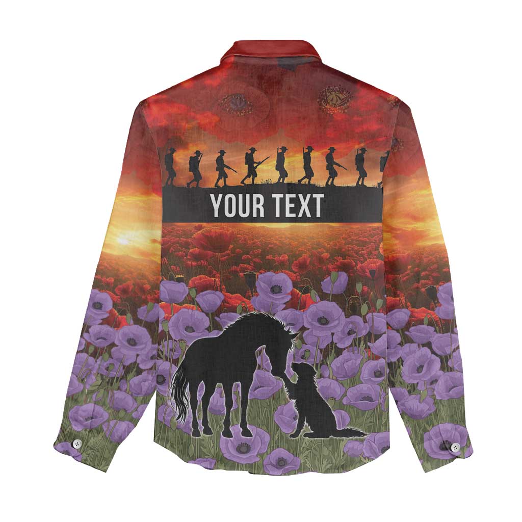 Personalised ANZAC Day Women Casual Shirt Remembering the Animals of War