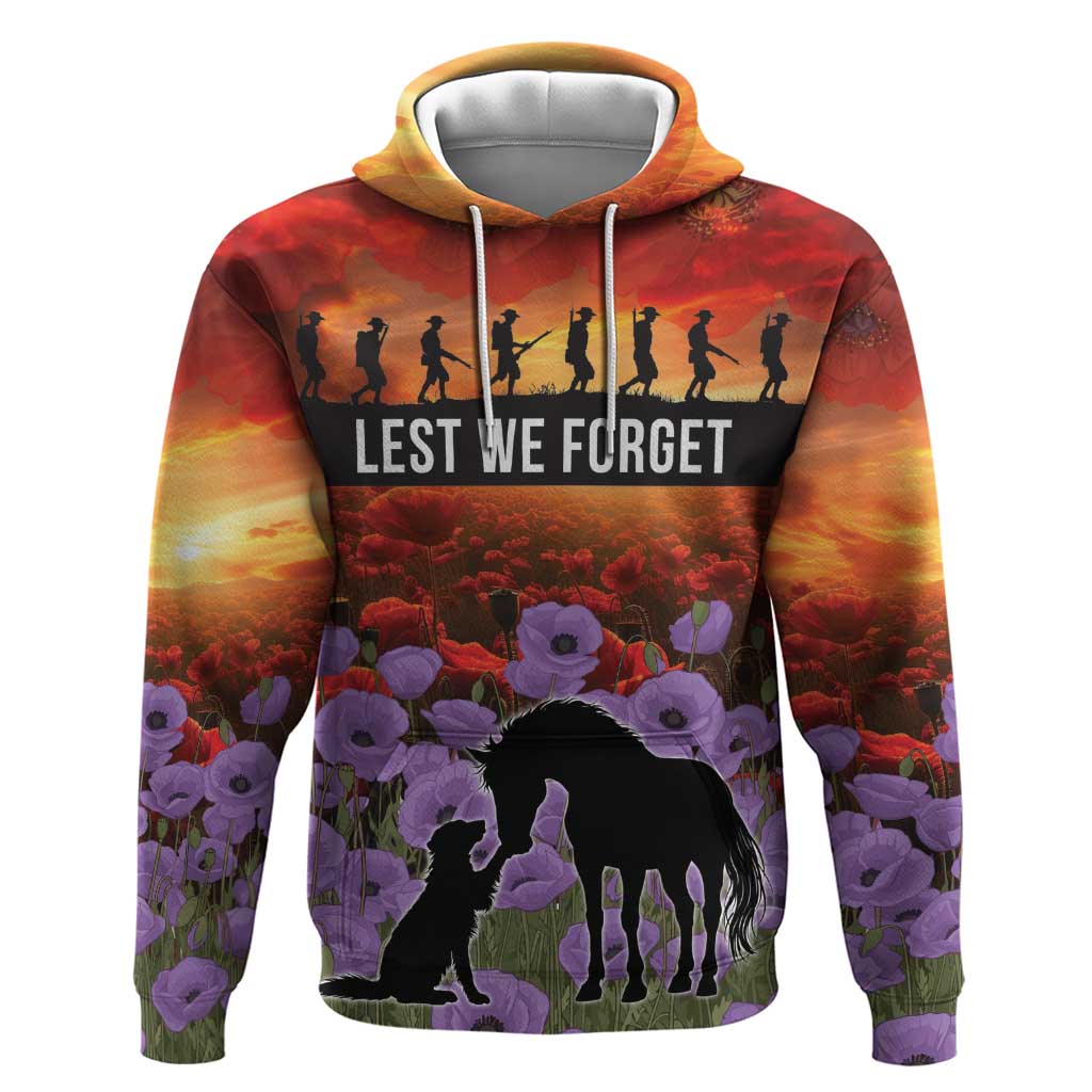 Personalised ANZAC Day Zip Hoodie Remembering the Animals of War