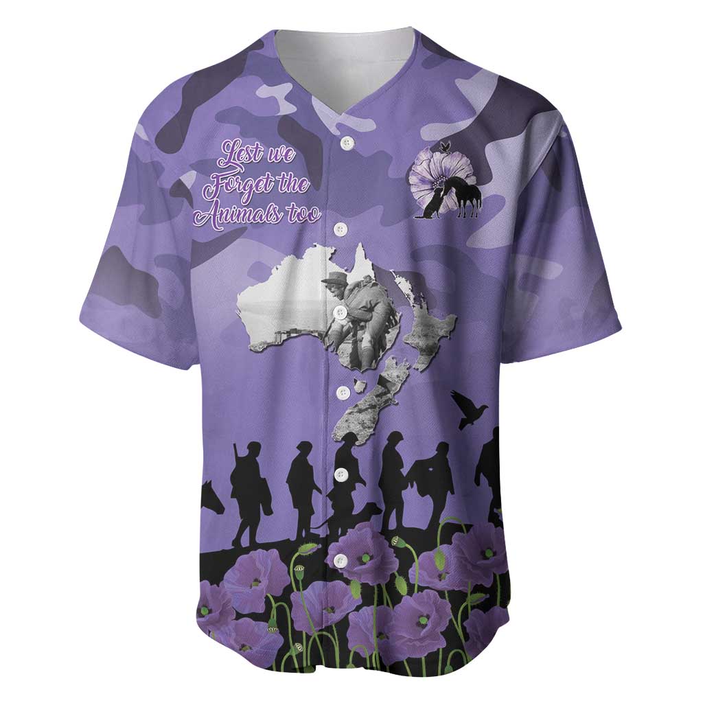 ANZAC Day Baseball Jersey Lest We Forget the Animals Too