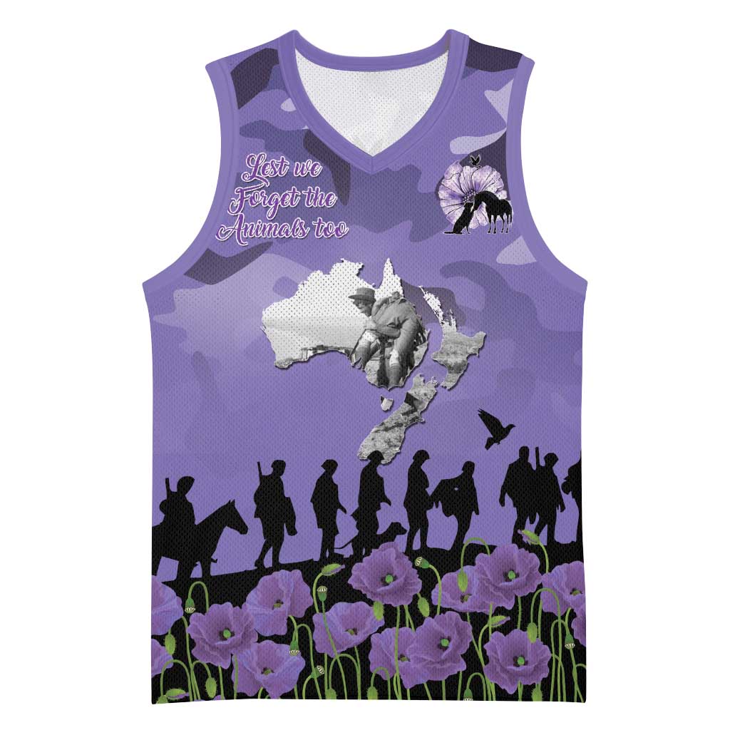 ANZAC Day Basketball Jersey Lest We Forget the Animals Too