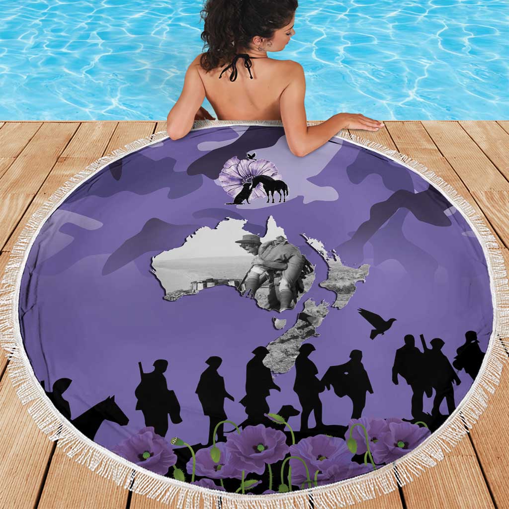 ANZAC Day Beach Blanket Lest We Forget the Animals Too