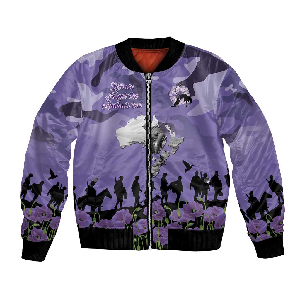 ANZAC Day Bomber Jacket Lest We Forget the Animals Too