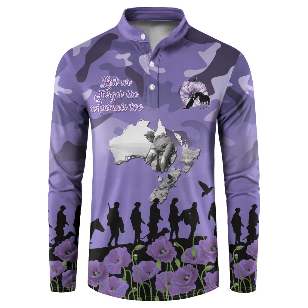 ANZAC Day Button Sweatshirt Lest We Forget the Animals Too