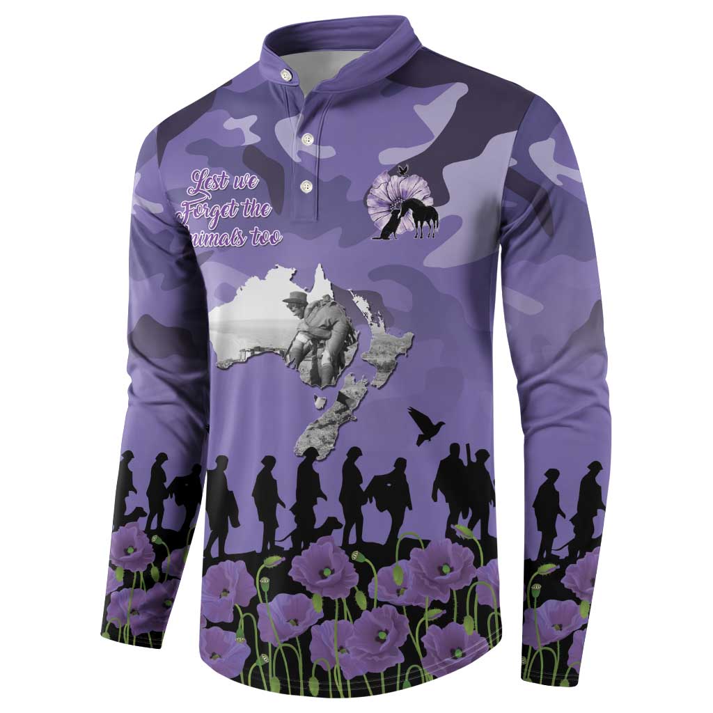 ANZAC Day Button Sweatshirt Lest We Forget the Animals Too