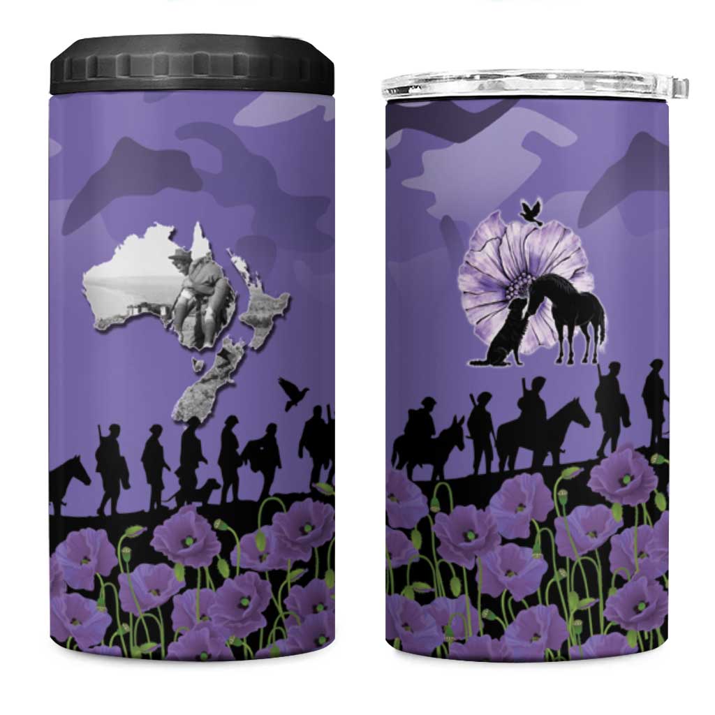 ANZAC Day 4 in 1 Can Cooler Tumbler Lest We Forget the Animals Too LT19 One Size: 16 oz Purple - Polynesian Pride