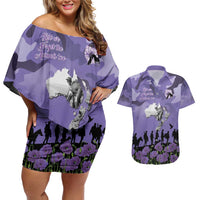 ANZAC Day Couples Matching Off Shoulder Short Dress and Hawaiian Shirt Lest We Forget the Animals Too