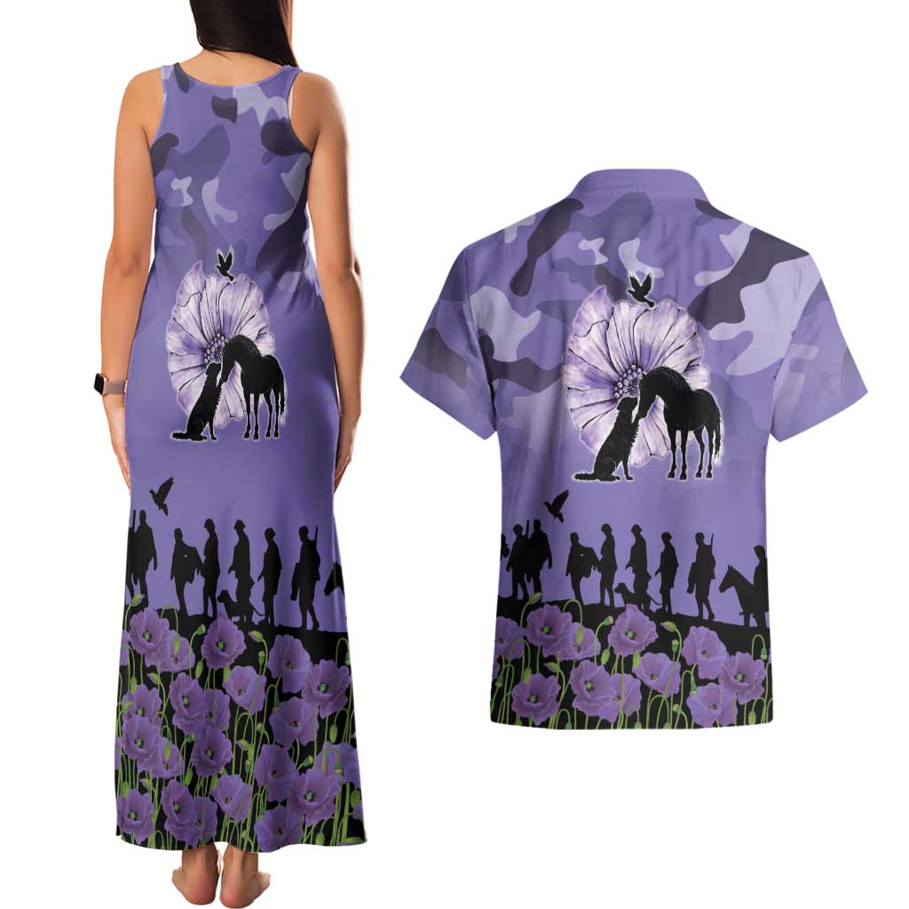 ANZAC Day Couples Matching Tank Maxi Dress and Hawaiian Shirt Lest We Forget the Animals Too