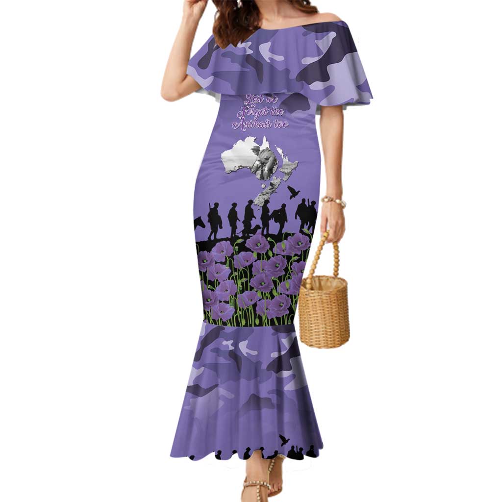 ANZAC Day Family Matching Mermaid Dress and Hawaiian Shirt Lest We Forget the Animals Too